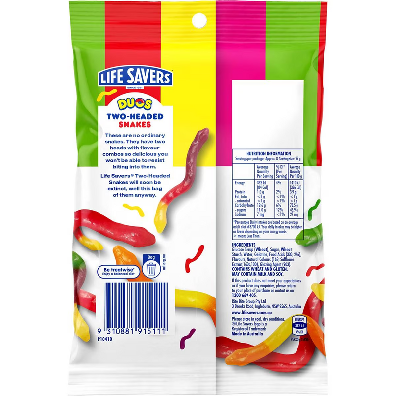 Lifesavers Duos Two-headed Snakes Share Bag 192g