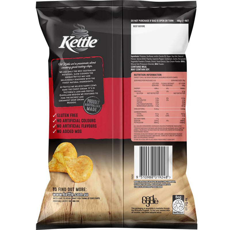 Kettle Sweet Chilli & Sour Cream Potato Chips 165g