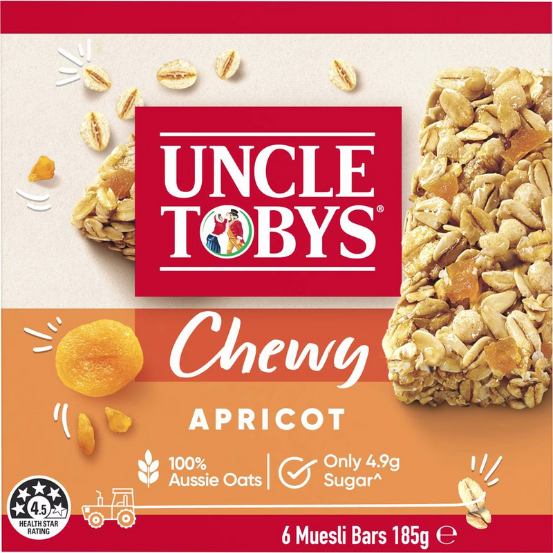 Uncle Tobys Muesli Bars Chewy Apricot 6 Pack 185g
