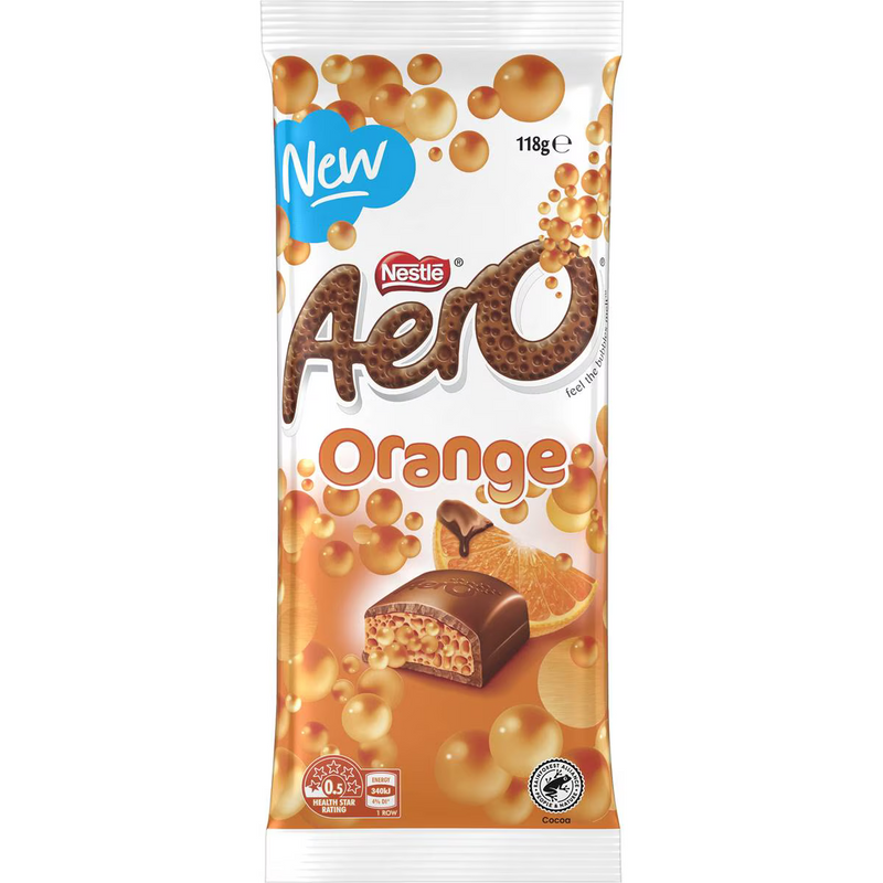 Nestle Aero Orange Chocolate Block 118g