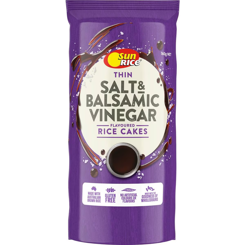 Sunrice Flavoured Rice Cakes Salt & Balsamic Vinegar 160g