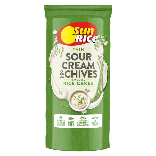 Sunrice Thin Rice Cakes Sour Cream & Chives 160g