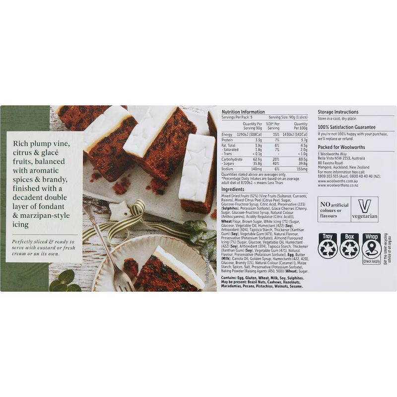 Woolworths Iced Fruit Cake Slices 5 Pack 450g