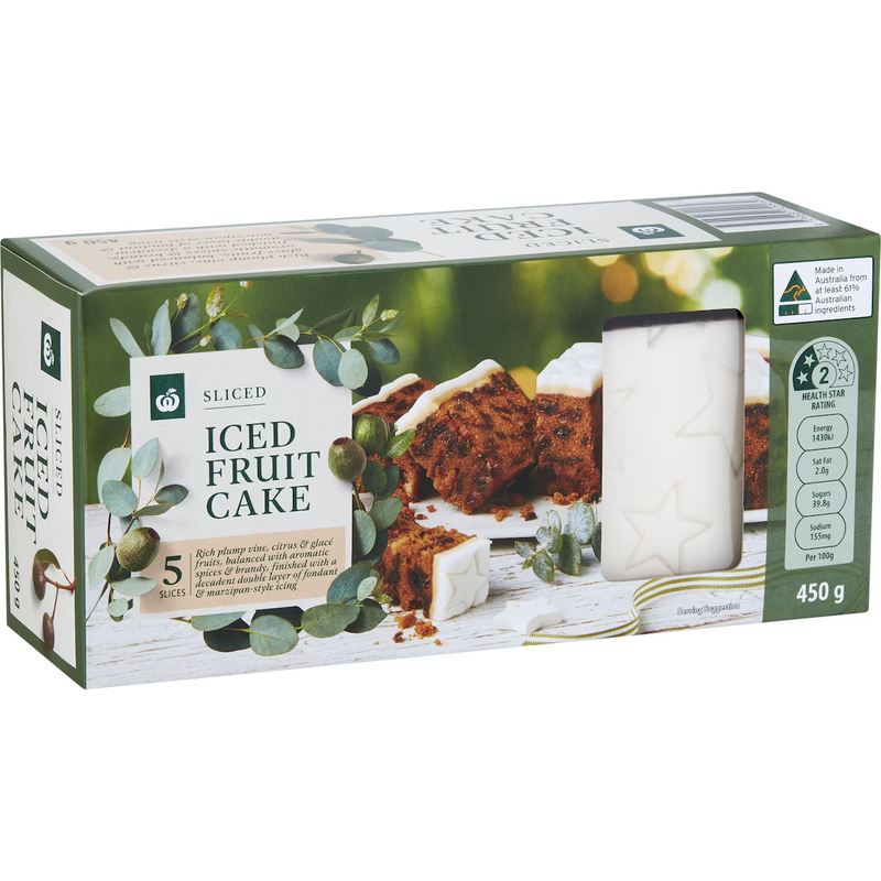 Woolworths Iced Fruit Cake Slices 5 Pack 450g