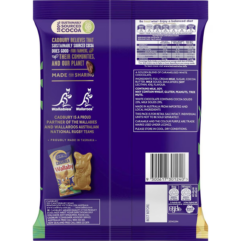 Cadbury Caramilk Wallaby Sharepack 12 Pack 144g