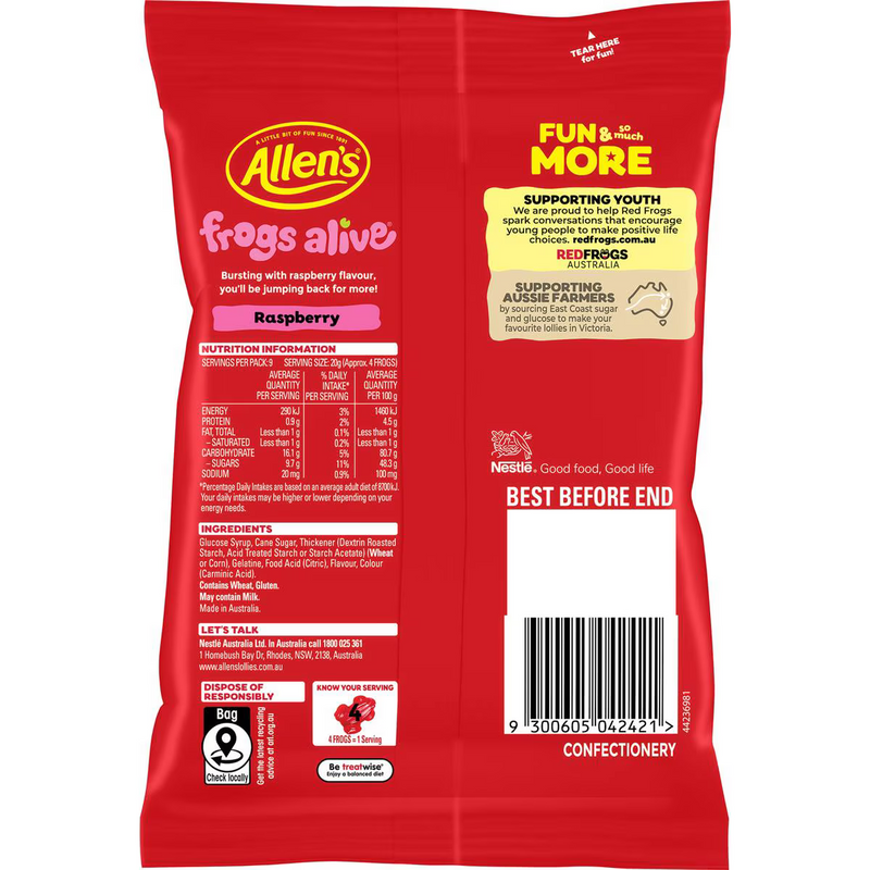 Allen's Frogs Alive Lollies  190g