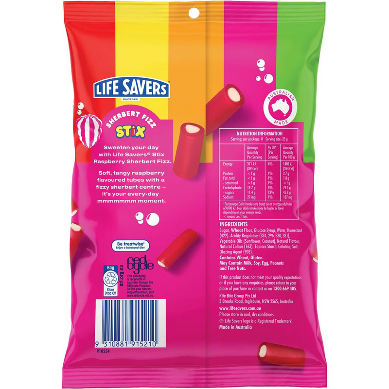 Lifesavers Stix Sherbert Fizz Raspberry 200g