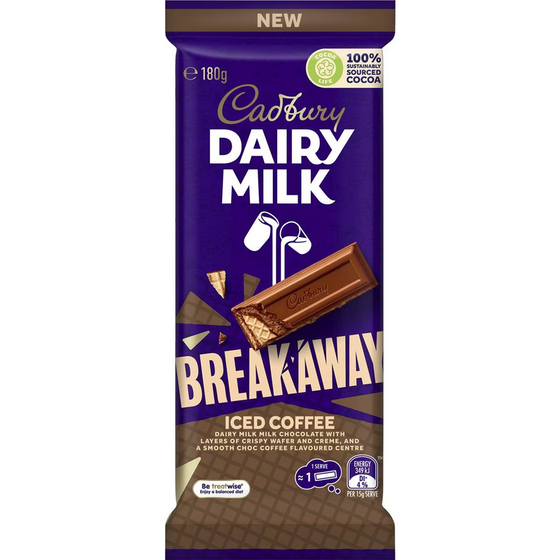 Cadbury Dairy Milk Breakaway Iced Coffee Block 180g
