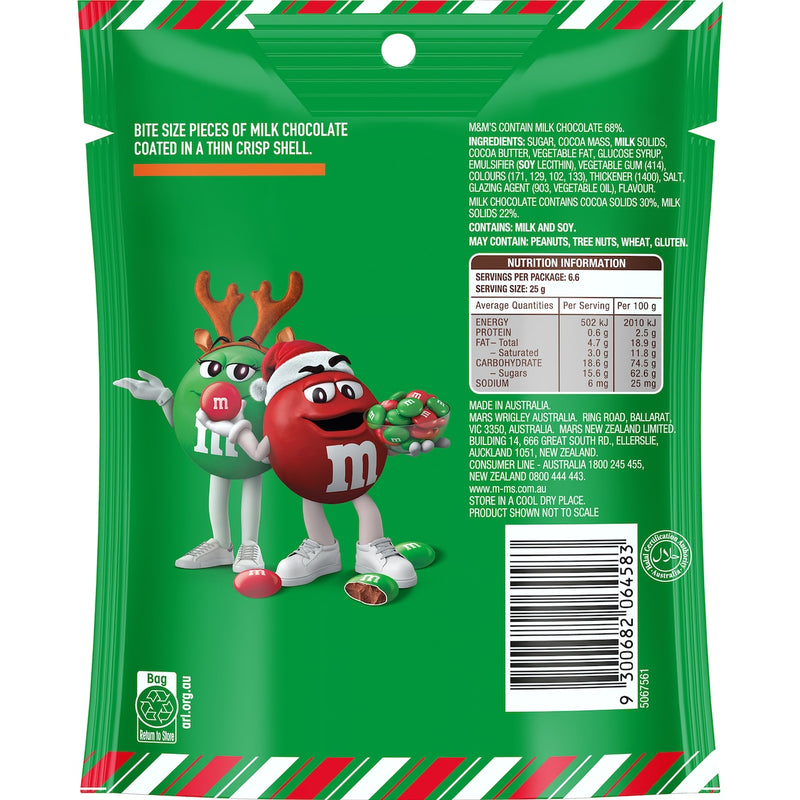 M&M's Red & Green Christmas Chocolate 165g