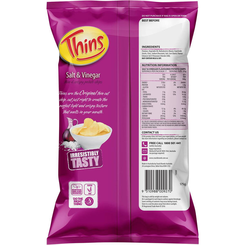 Thins Salt & Vinegar Chips 175g