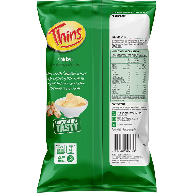 Thins Chicken Chips 175g