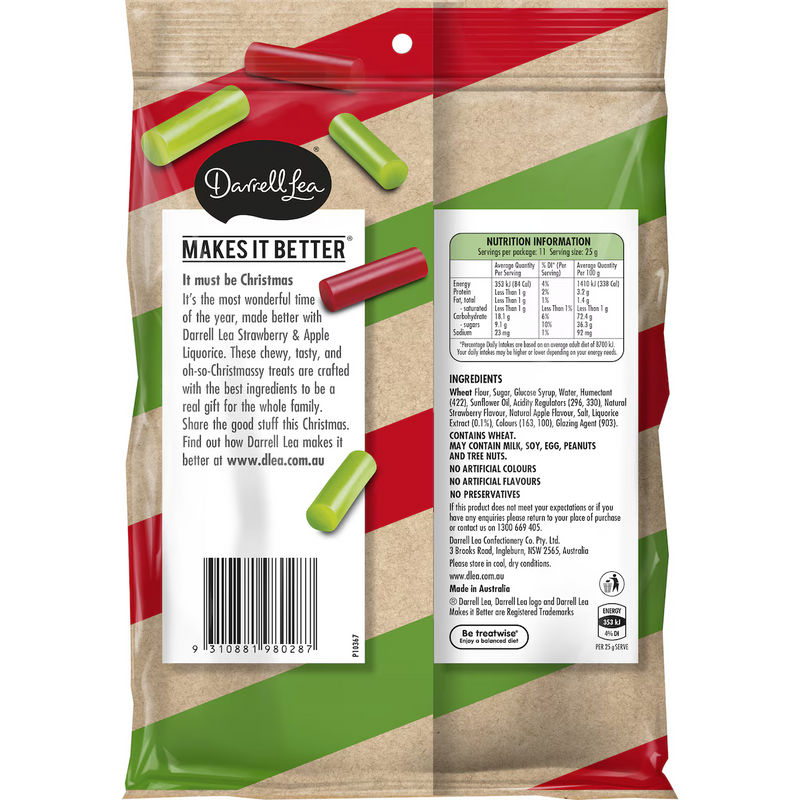 Darrell Lea Christmas Liquorice Straberry & Apple 275g