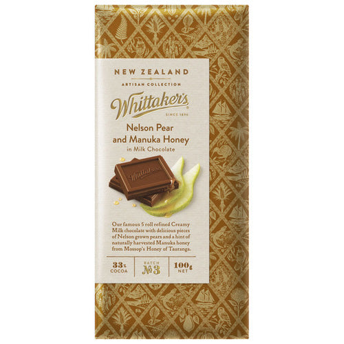 Whittaker's Nelson Pear and Manuka Honey in Milk Chocolate 100g