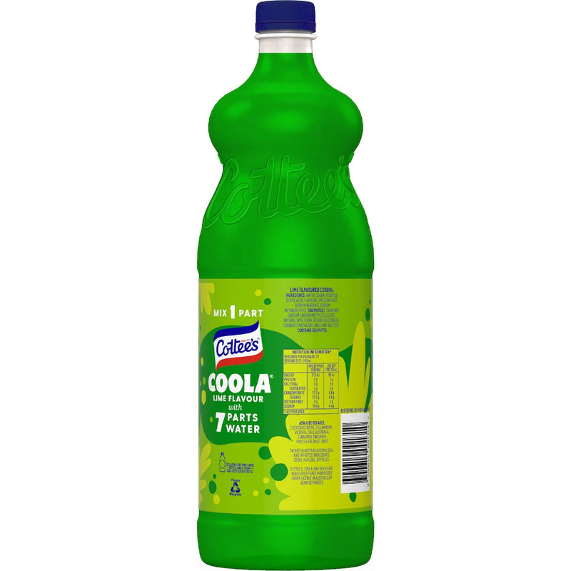 Cottee's Lime Coola Green Cordial 1L