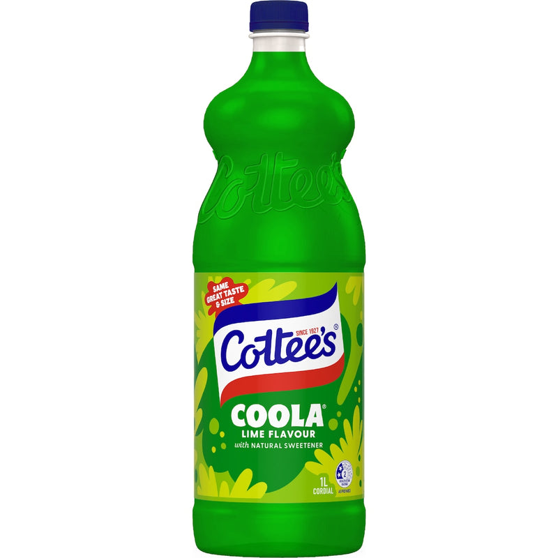 Cottee's Lime Coola Green Cordial 1L