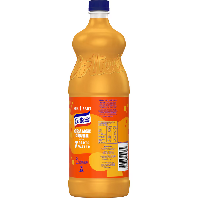 Cottee's Orange Crush With 40% Fruit Juice Cordial 1L