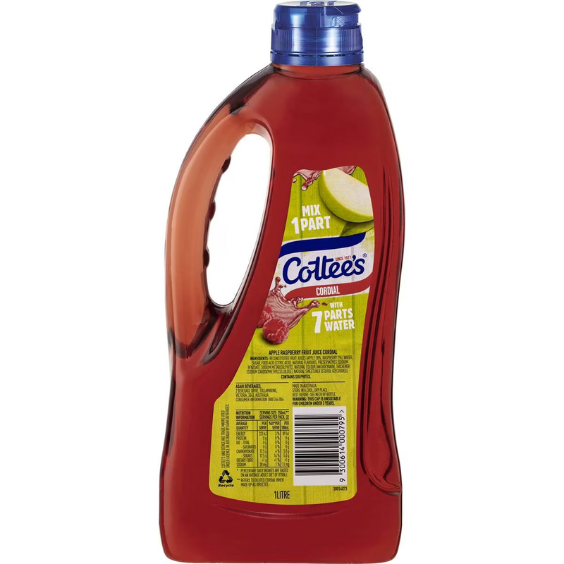 Apple Raspberry Cordial Cottee's Apple & Raspberry With 40% Fruit Juice Cordial 1L | Worldwide ...