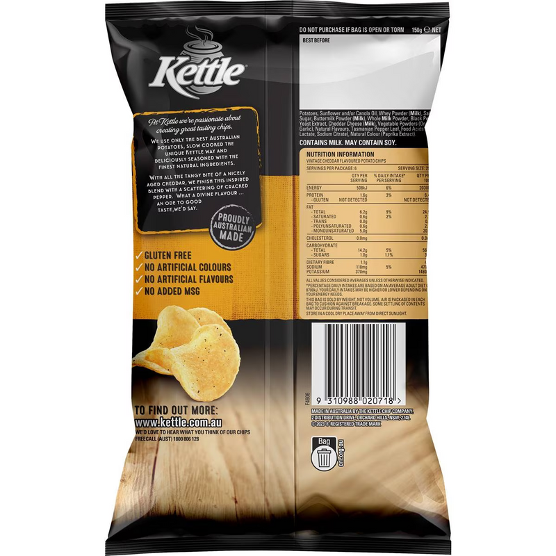 Kettle Potato Chips Vintage Cheddar 150g