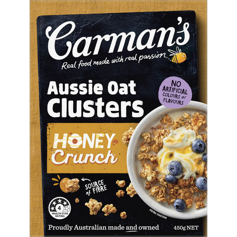 Carman's Clusters Aussie Oat Honey Crunch 450g