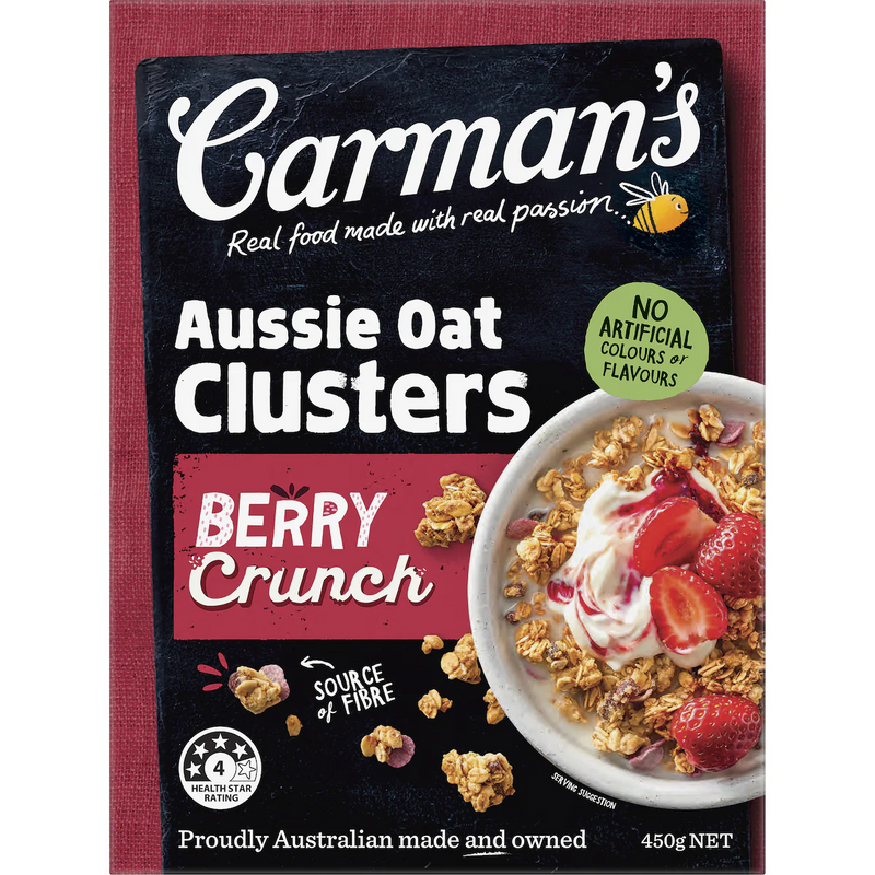 Carman's Clusters Aussie Oat Crunchy Berry Crunch 450g