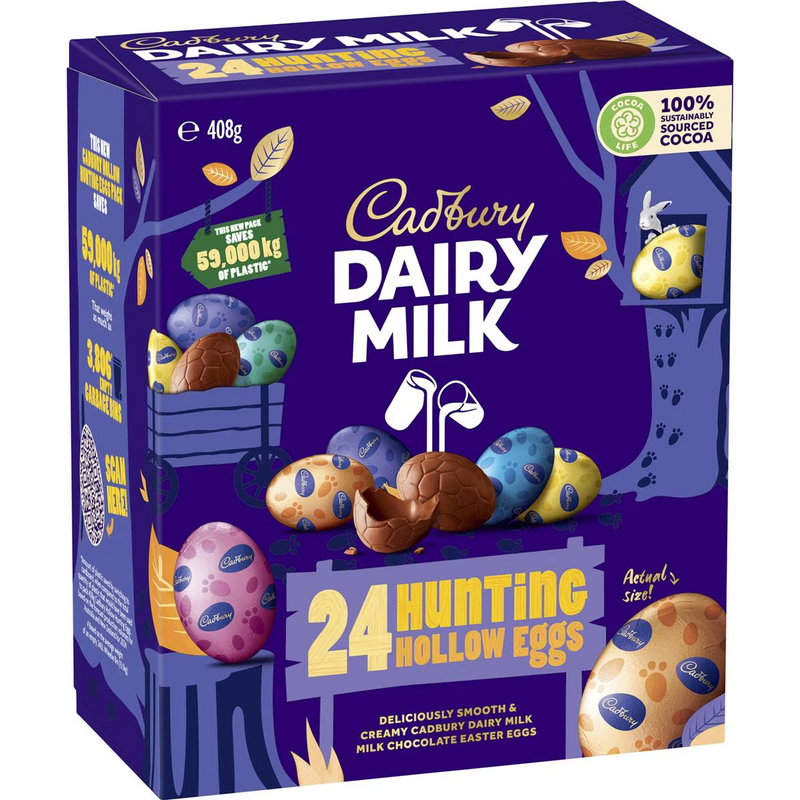 BB 6/24 | Cadbury Dairy Milk Hunting Hollow Eggs 24 Pack 408g