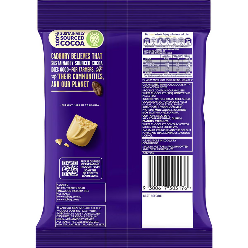 Cadbury Caramilk Crunchie Bites 120g