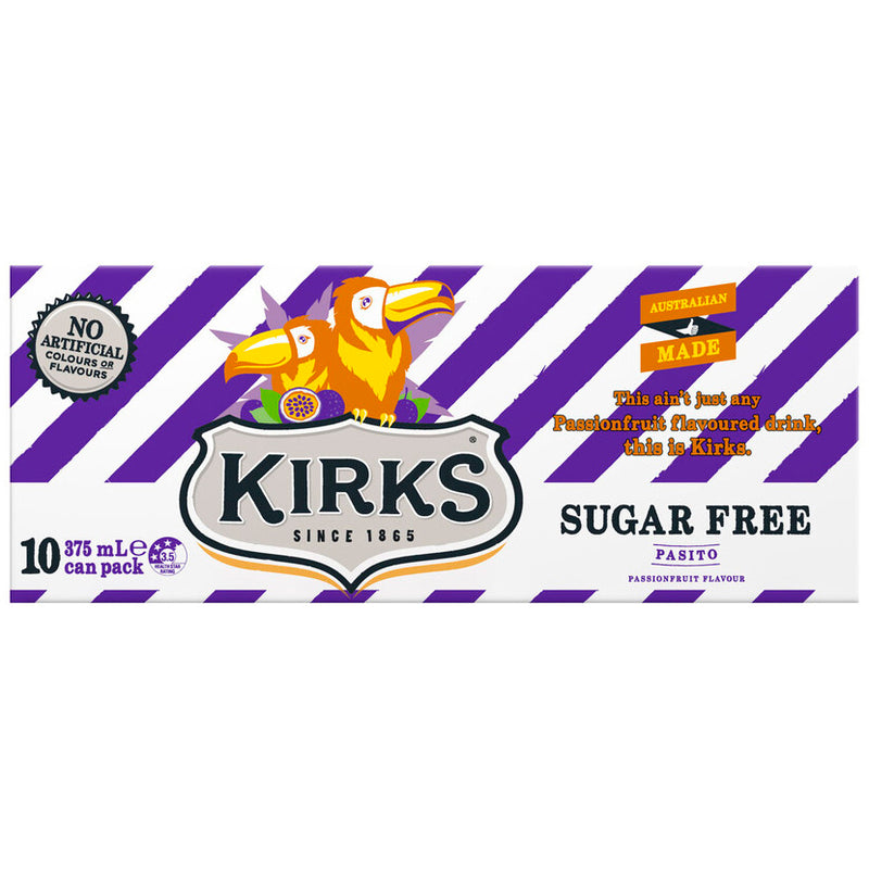 Kirks Pasito Sugar Free Cans 10 Pack 375ml