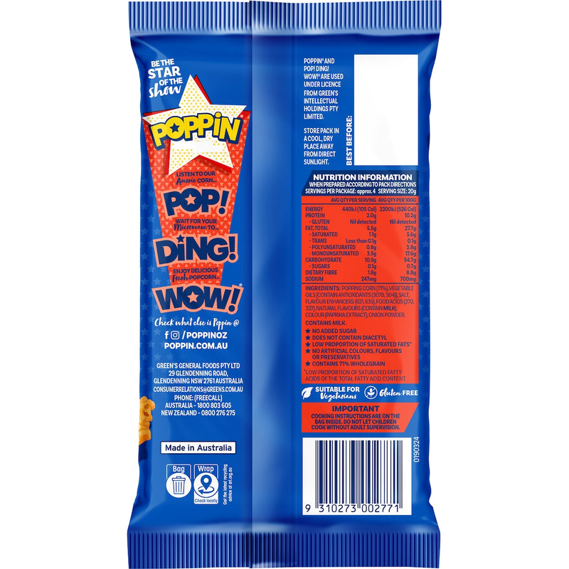 Poppin Microwave Popcorn Cheese Flavour 85g