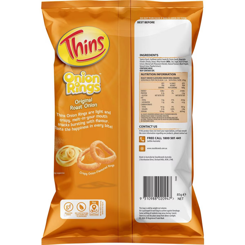 Thins Onion Rings Original Salted 85g