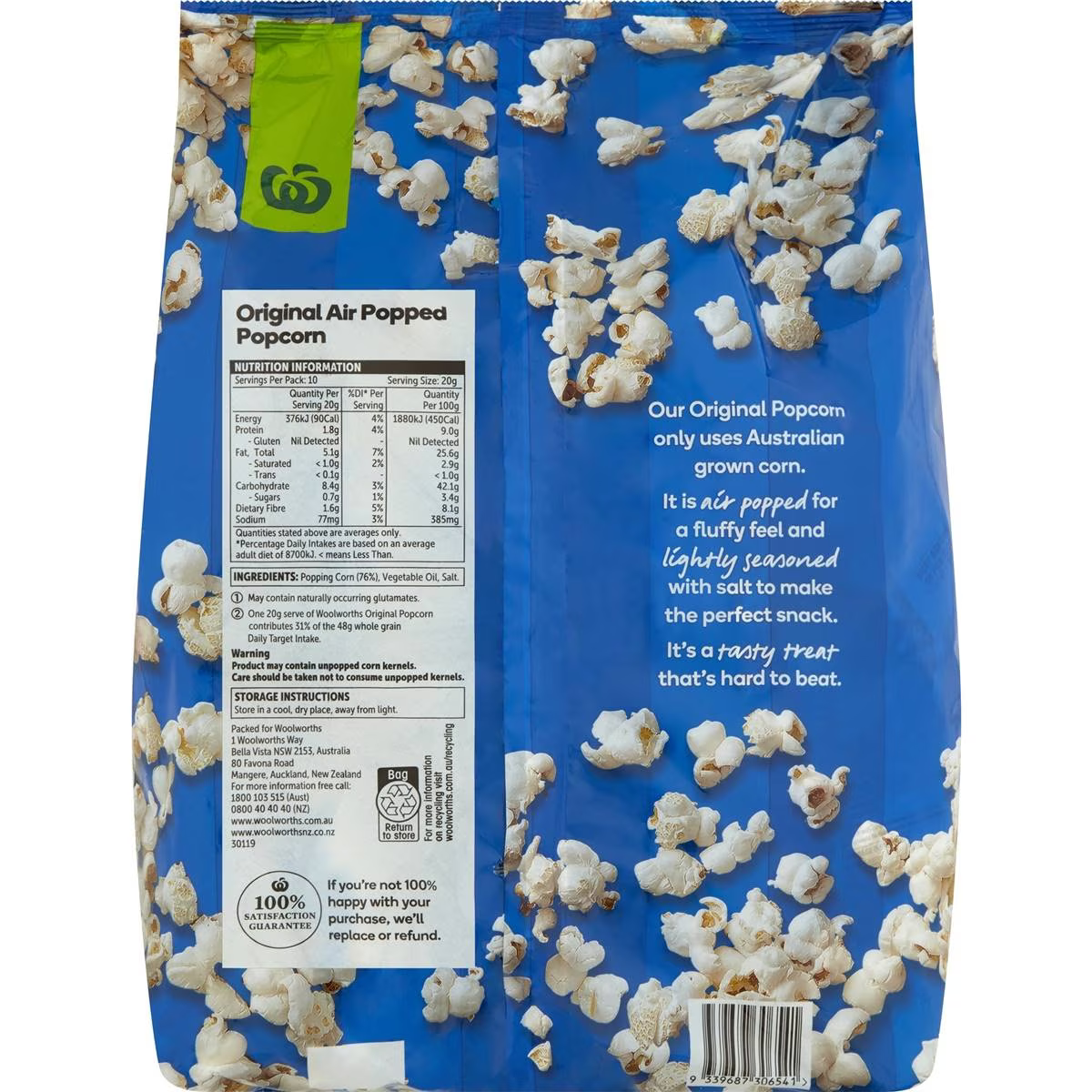 Woolworths Australian Original Popcorn 10 pack 200g | Worldwide Shipping