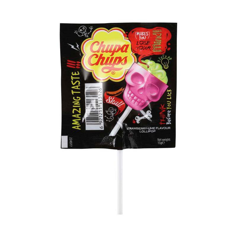 Chupa Chups Halloween Strawberry Lime Skull Lollipops 8 Pack 120g