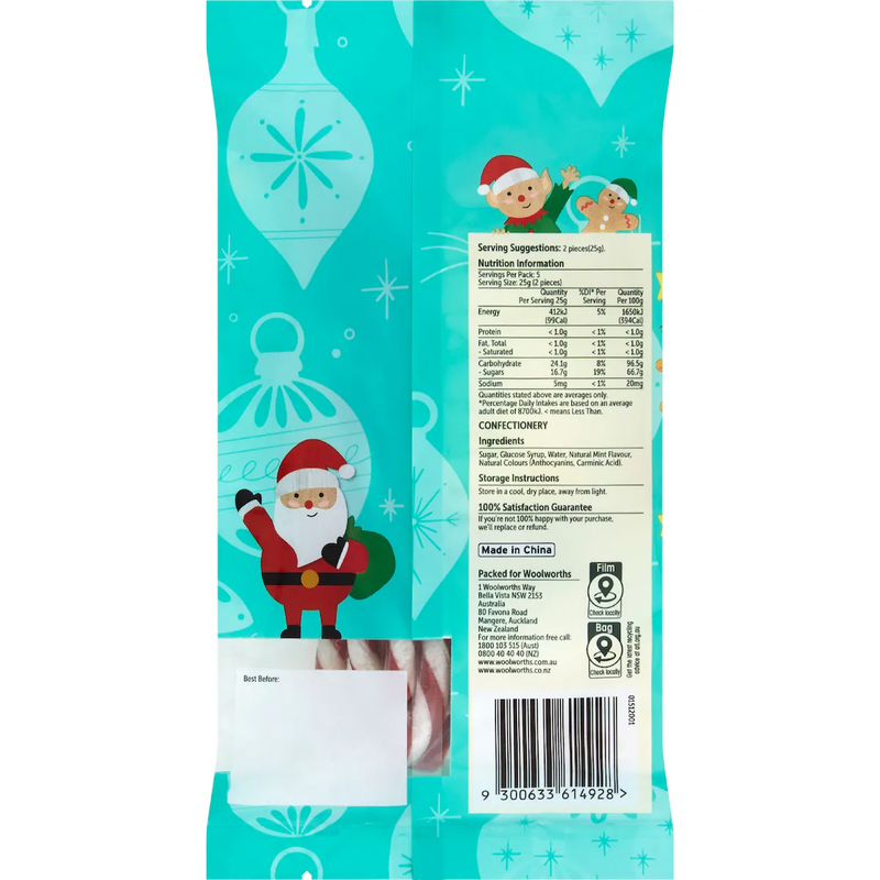 Woolworths Candy Cane Mint 10 Pack 125g