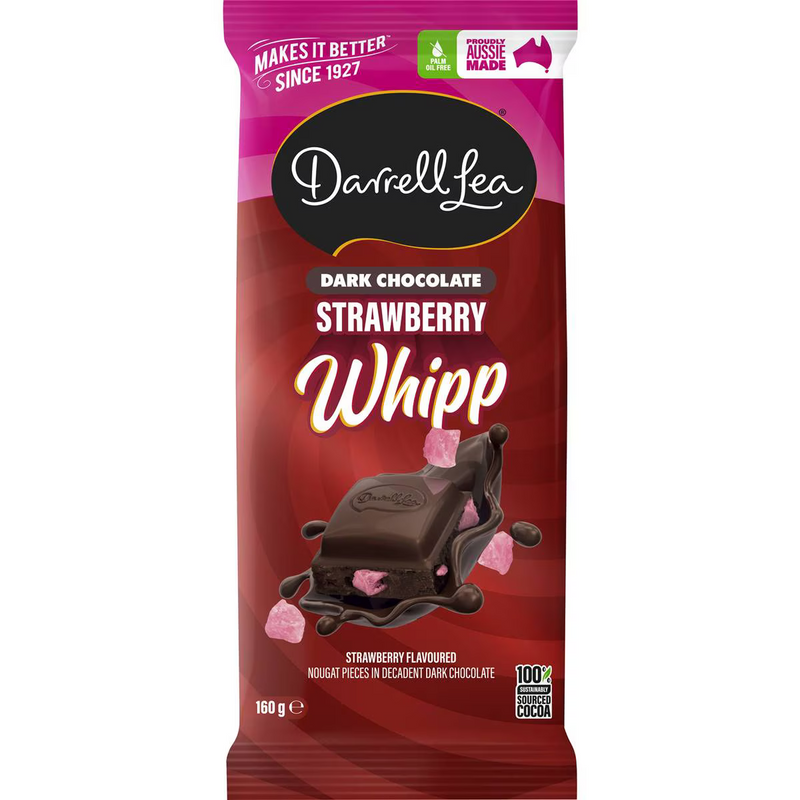 Darrell Lea Strawberry Whipp Dark Chocolate Block 160g