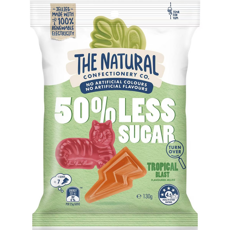 The Natural Confectionery Co. 50% Less Sugar Jellies Tropical Blast 130g