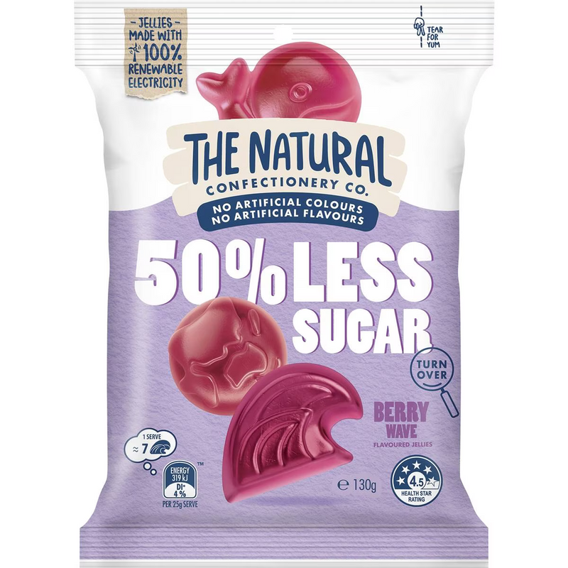 The Natural Confectionery Co. 50% Less Sugar Jellies Berry Wave 130g