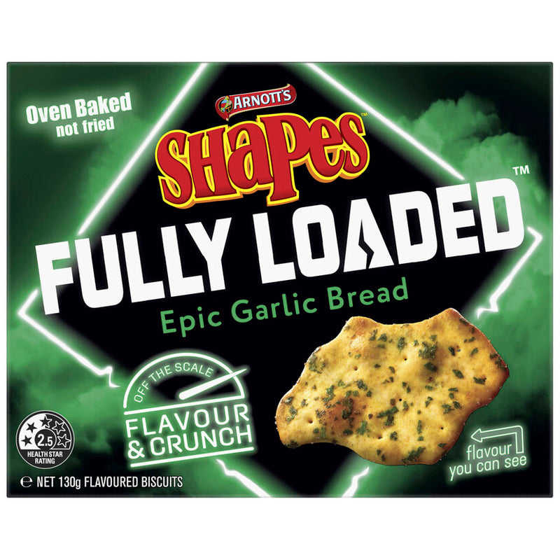 Arnott's Shapes Fully Loaded Crackers Garlic Bread 130g