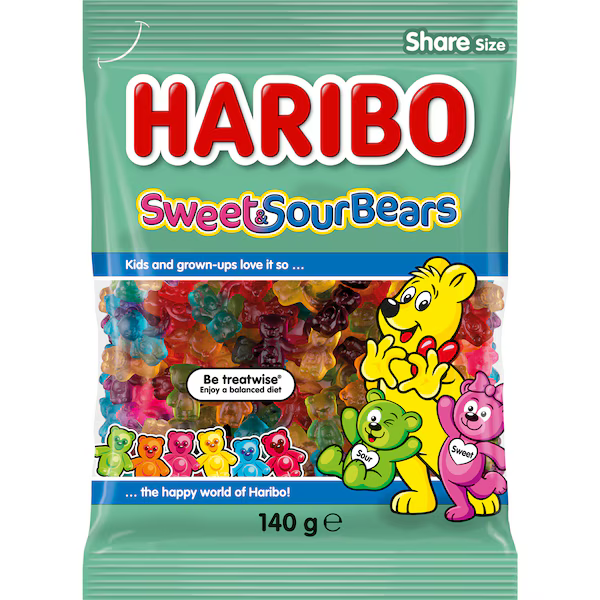 Haribo Sweet & Sour Bears Lollies 140g
