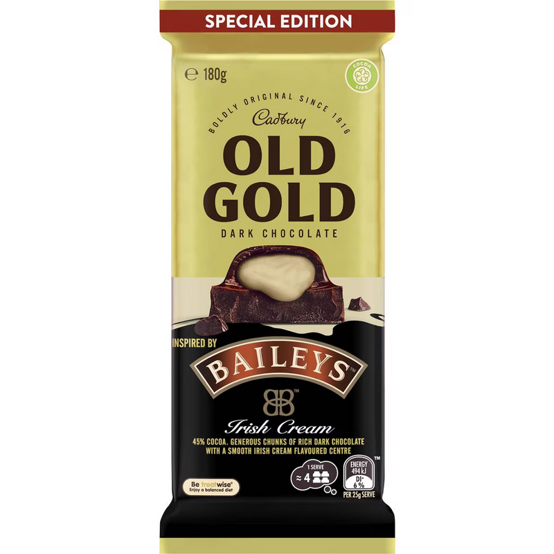 Cadbury Old Gold Baileys Chocolate Block 180g