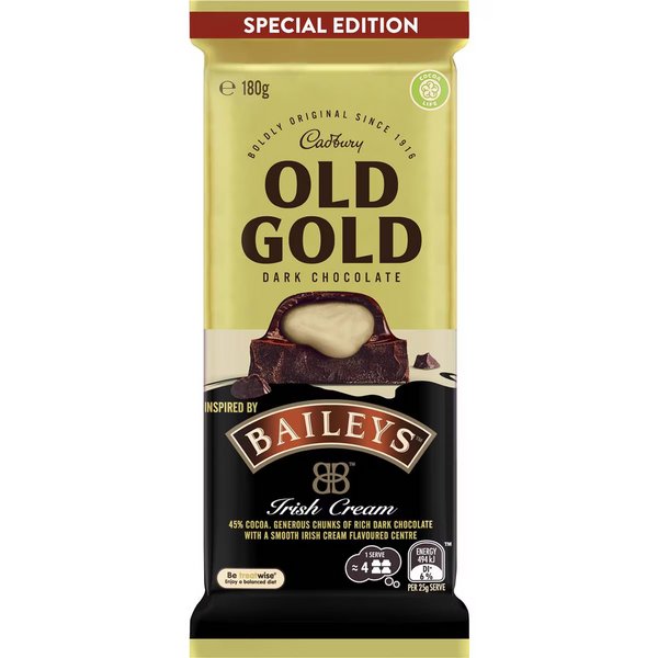 Cadbury Old Gold Baileys Chocolate Block 180g | Worldwide Shipping