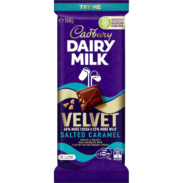 Cadbury Dairy Milk Velvet Salted Caramel Block 150g