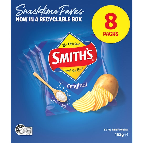 Smith's Potato Chips Original Snacktime 8 Pack 152g