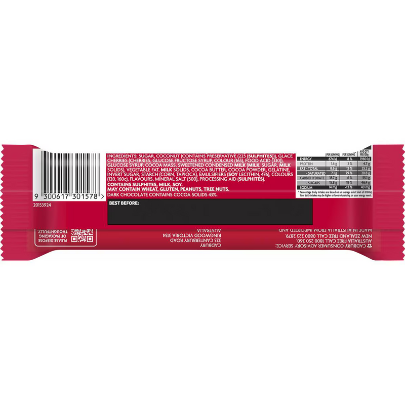 Cadbury Cherry Ripe Twin Pack Bar 68g