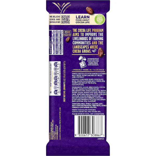 Cadbury Dream Slices Lemon Chocolate Block 170g