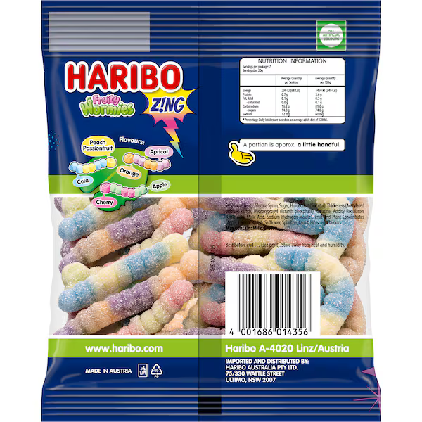 Haribo Fruity Wormies Lollies 140g