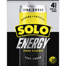 Solo Energy Drink Lemon Zero Sugar Multipack 250ml x 4 Pack