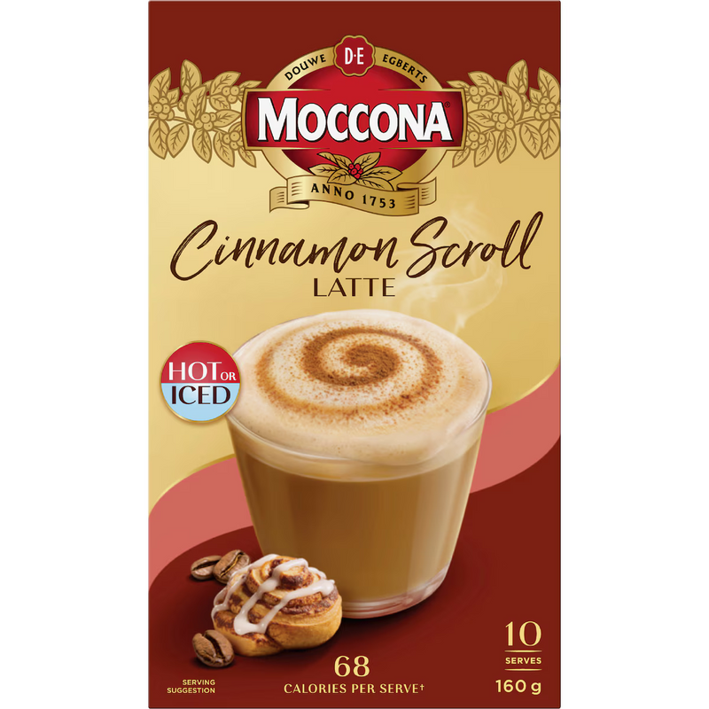 Moccona Cinnamon Scroll Latte Coffee 10 Pack 160g | Worldwide Shipping