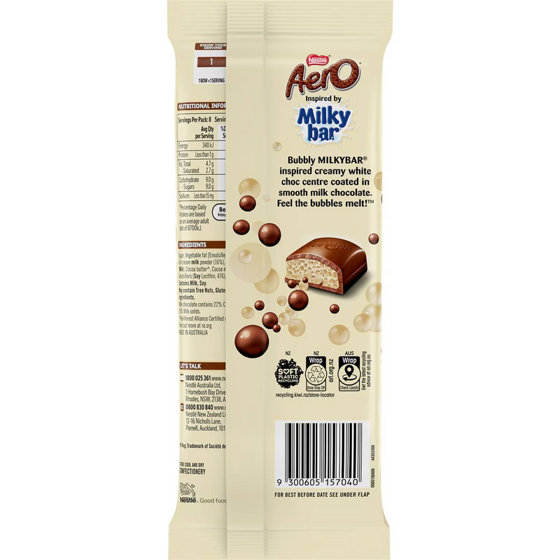 Nestle Aero Inspired By Milky Bar Block 118g