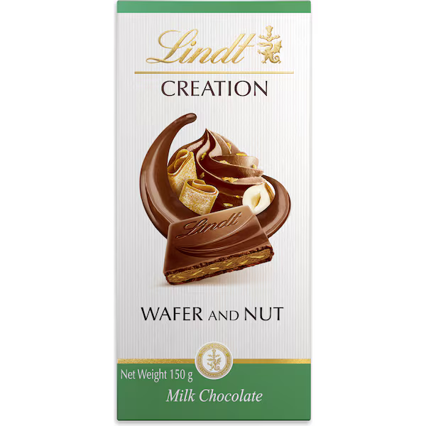 Lindt Creation Wafer & Nut Milk Choc Block 150g | Worldwide Shipping