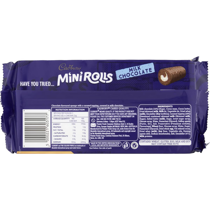 Cadbury Caramel Cake Bars 5 Pack 105g