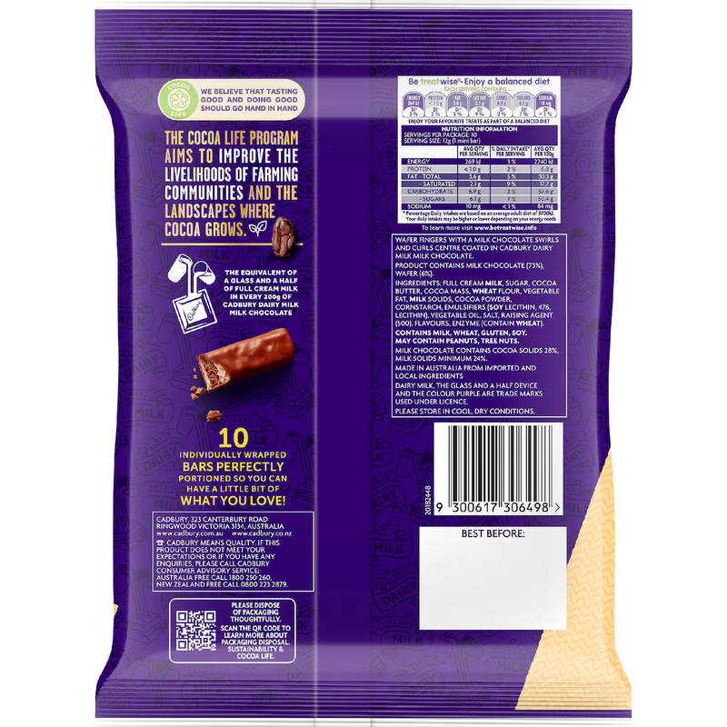 Cadbury Twirl Breakaway Mini Bars 10 Pack Sharepack 120g